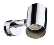 Modern wall spotlight in silver chrome metal for focused indoor lighting