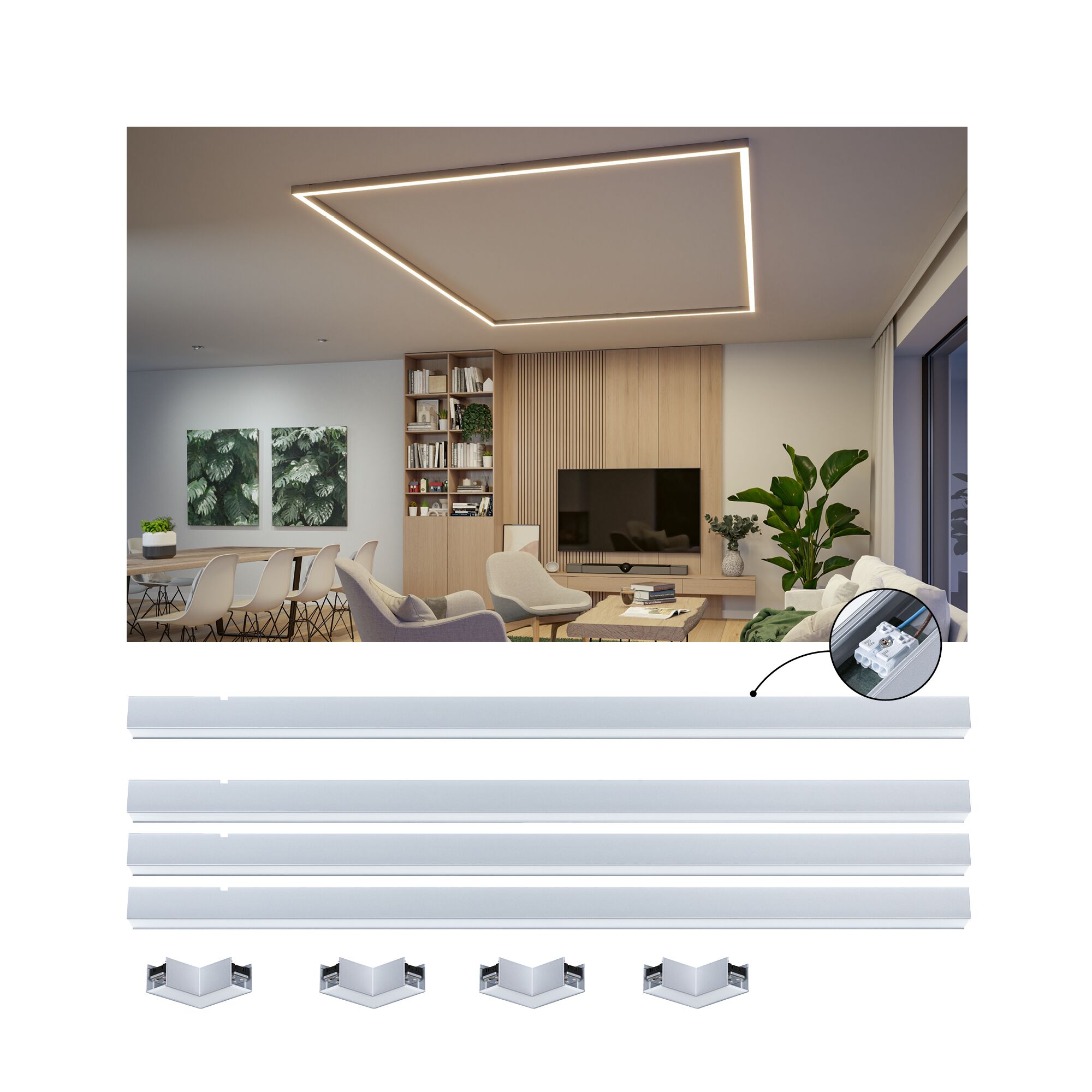 Linion Lichtkanal Quader Komplettset 230/24V W 3000K Chrom matt