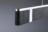 Modern pendant light with black felt and silver aluminum frame for stylish room lighting
