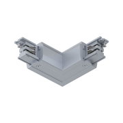 Grey plastic corner connector with screws for track lighting systems, electrical accessory