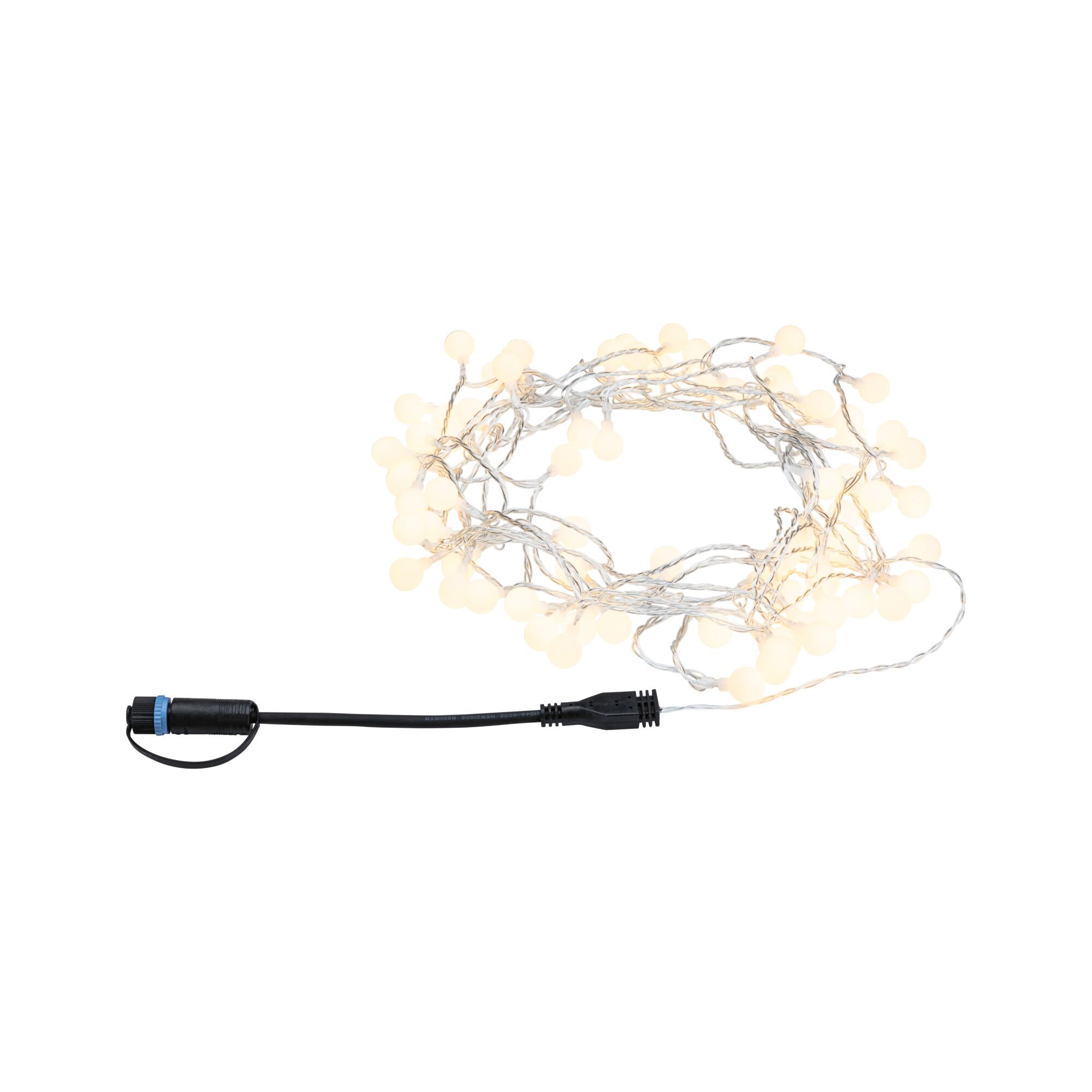 Plug & Shine Guirlande LED Blanc chaud IP44 3000K Noir Guirlande lumineuse à LED avec ampoules blanches chaudes et câble noir pour éclairage d'ambiance