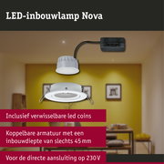 LED-inbouwlamp 3-Step-Dim Nova Coin zwenkbaar rond 84mm 50° Coin 6W 470lm 230V dimbaar 2700K Wit mat