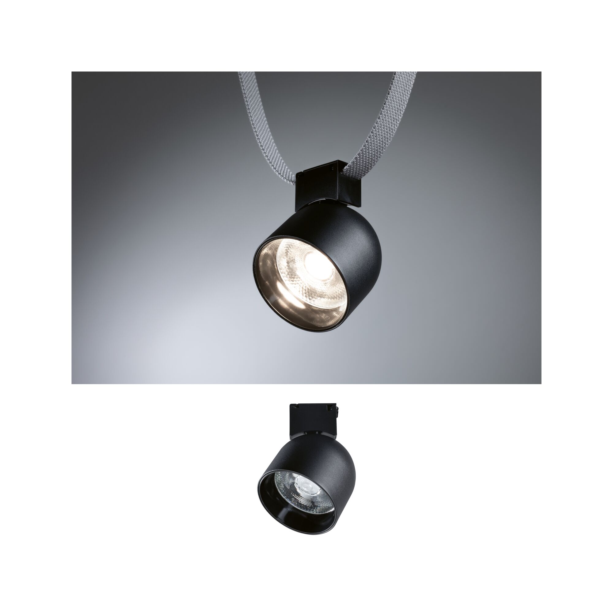 Spot LED noir en métal avec tête réglable pour éclairage intérieur moderne