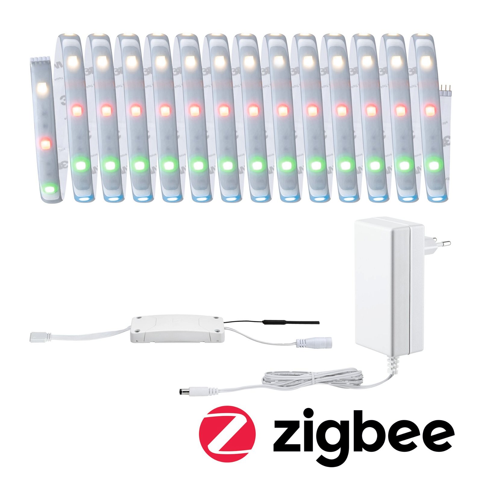 MaxLED 250 LED-lysbånd Smart Home Zigbee 3.0 RGBW med belægning Basissæt 5m IP44 22W 180lm/m 30 LEDs/m RGBW+ 36VA