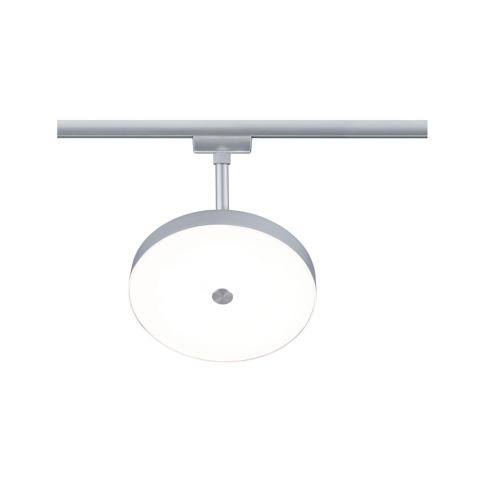 Round silver metal LED ceiling light with white diffuser for modern home lighting