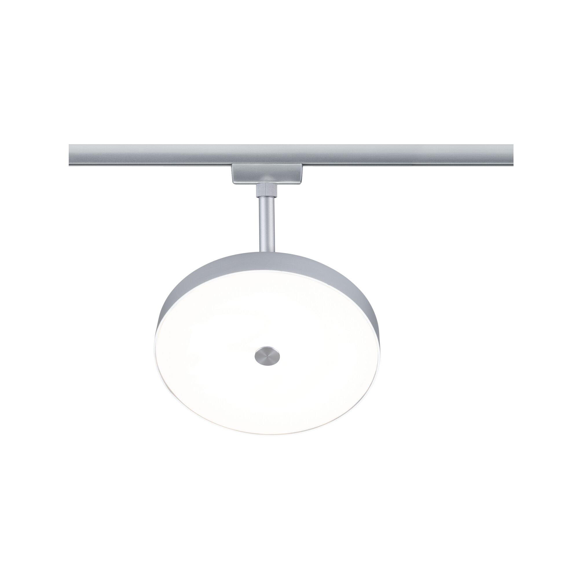 Ronde LED-plafondlamp van zilverkleurig metaal met witte diffuser voor moderne verlichting