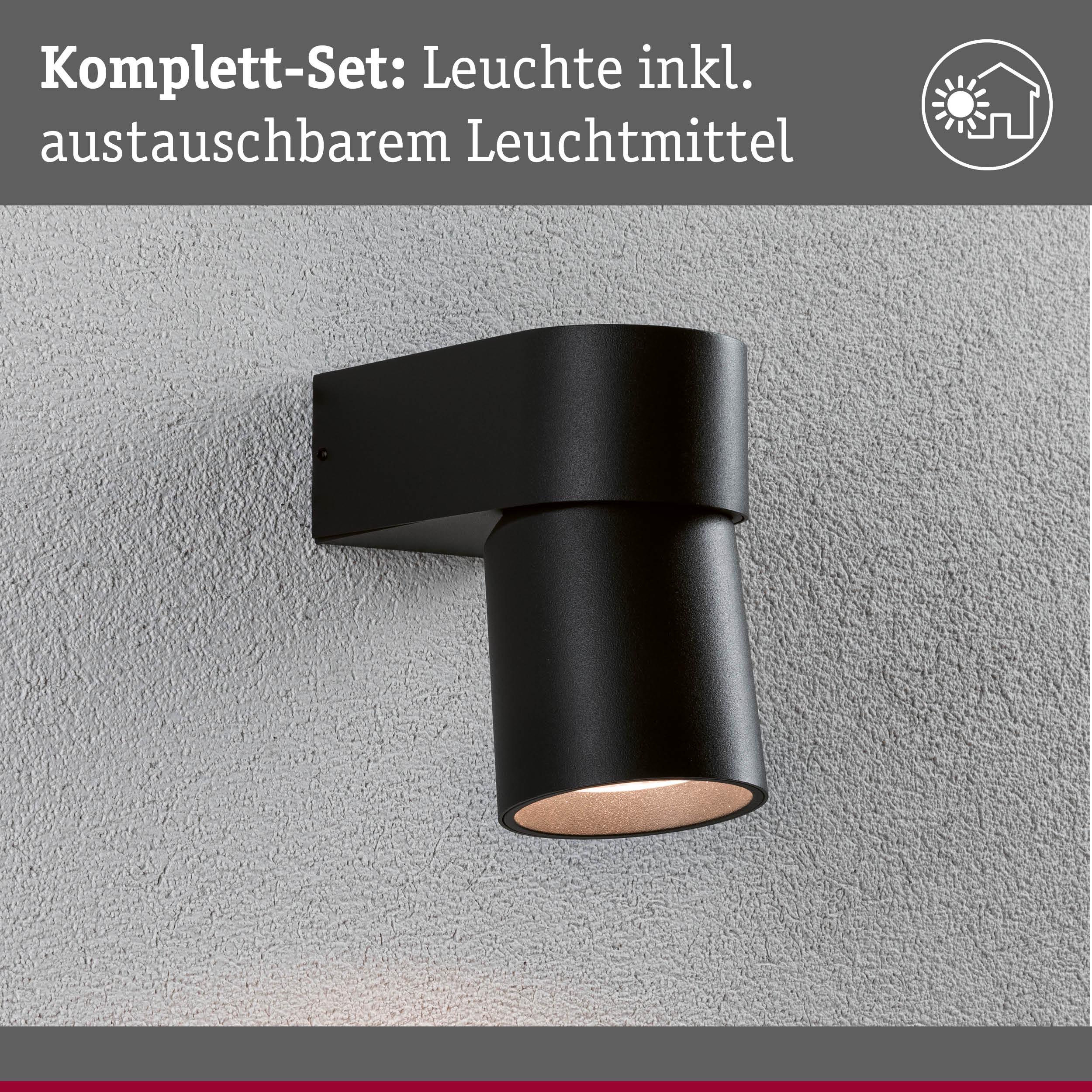 Schwarze Wandlampe aus Metall mit austauschbarem Leuchtmittel für moderne Außenbeleuchtung