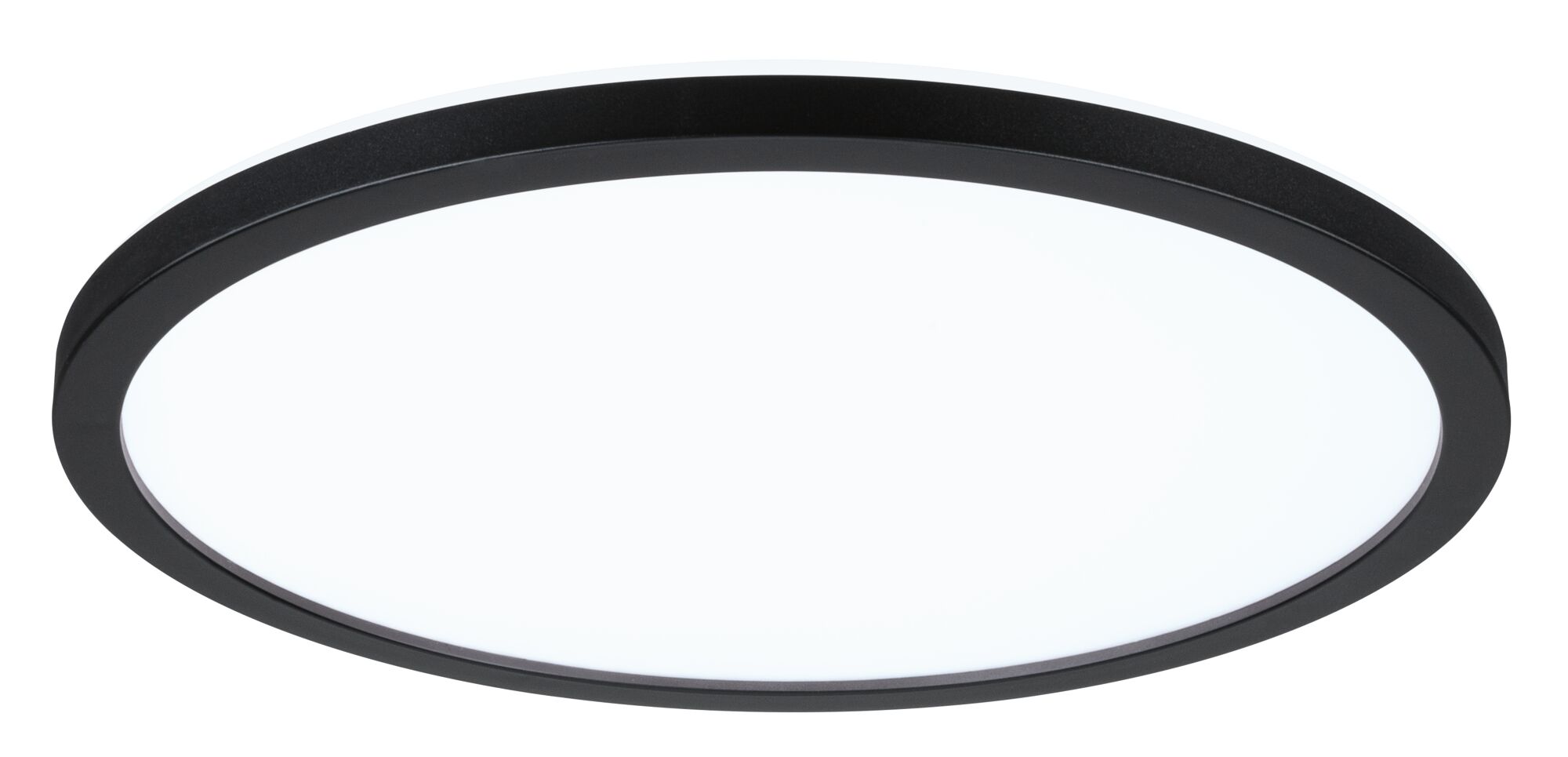 Plafonnier LED rond avec cadre en aluminium noir et diffuseur blanc pour éclairage moderne