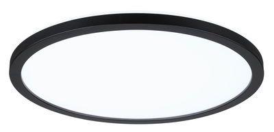 Plafonnier LED rond avec cadre en aluminium noir et diffuseur blanc pour éclairage moderne