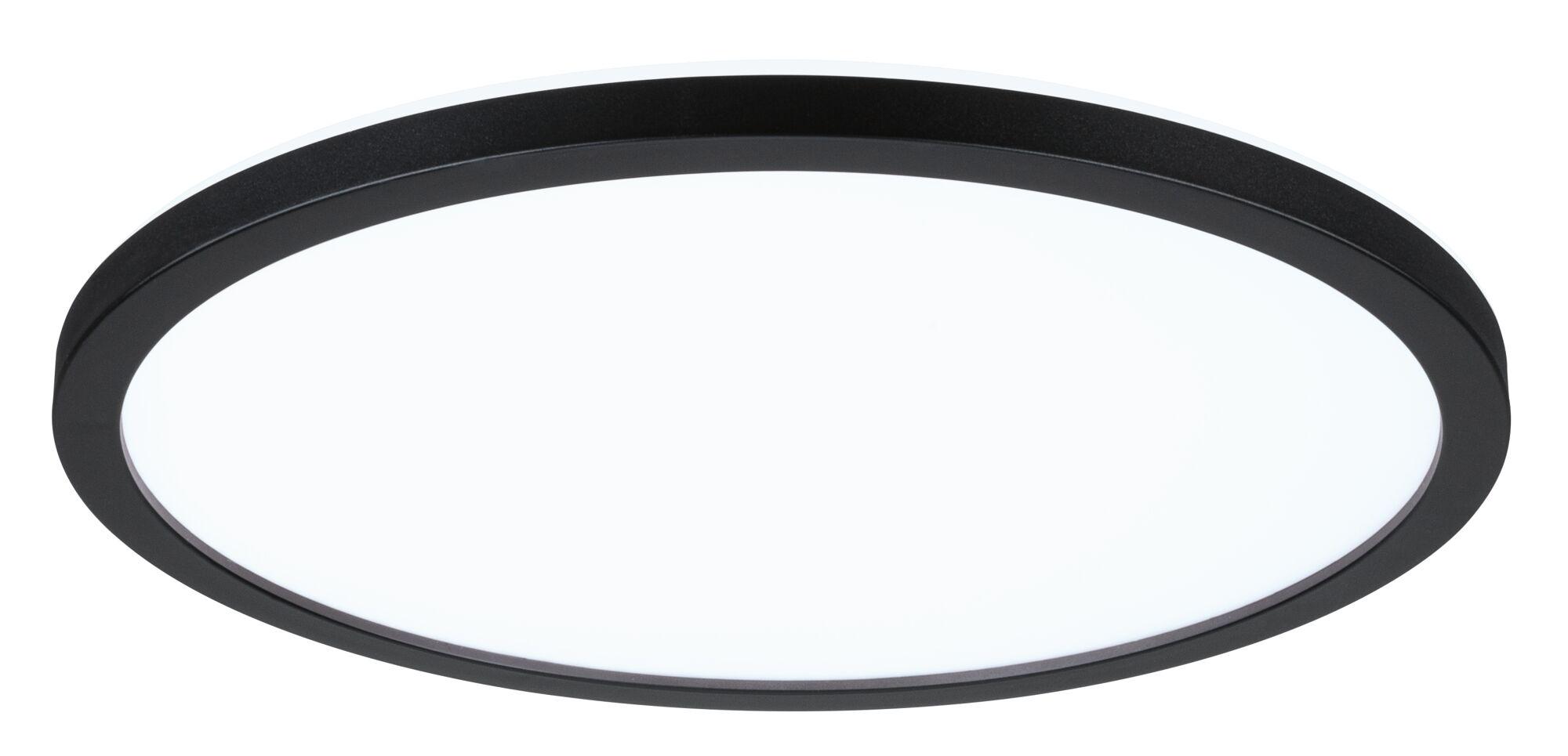 Round LED ceiling light with black metal frame and white diffuser for modern indoor lighting
