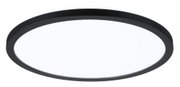 Round LED ceiling light with black metal frame and white diffuser for modern indoor lighting