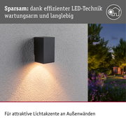 LED Wandleuchte Flame insektenfreundlich IP44 eckig 58x103mm 2200K 4W 265lm 230V 75° Anthrazit Metall