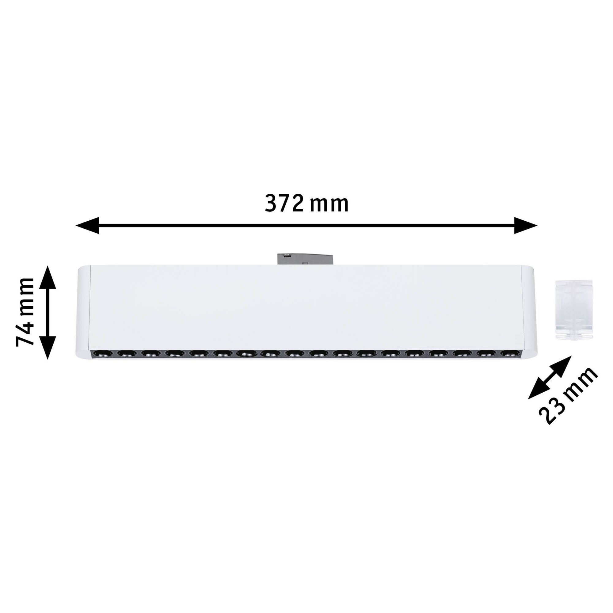 Hvid metal LED-lineær spotlight 372 mm lang og 23 mm bred til moderne belysning