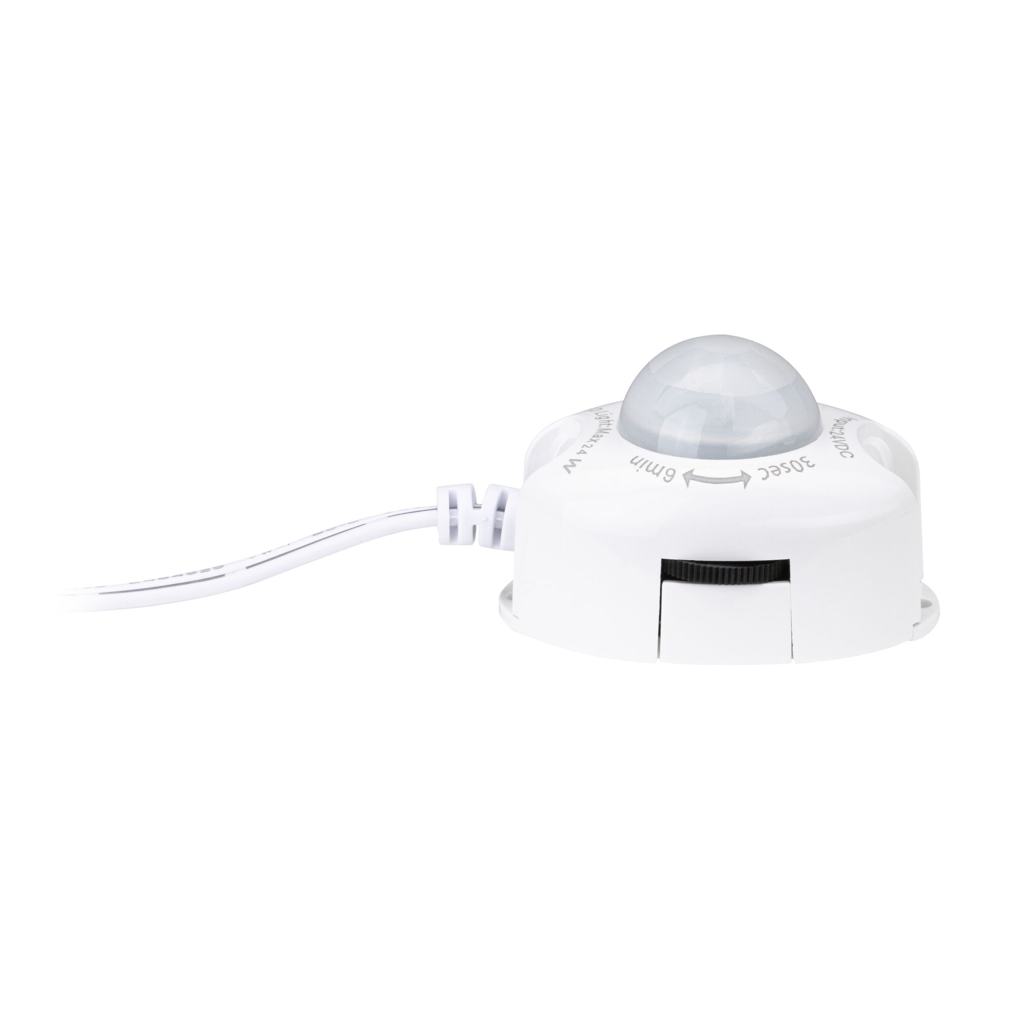 White plastic motion sensor with cable for light control and energy saving