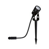 Black metal LED garden spotlight with ground spike and cable for outdoor lighting