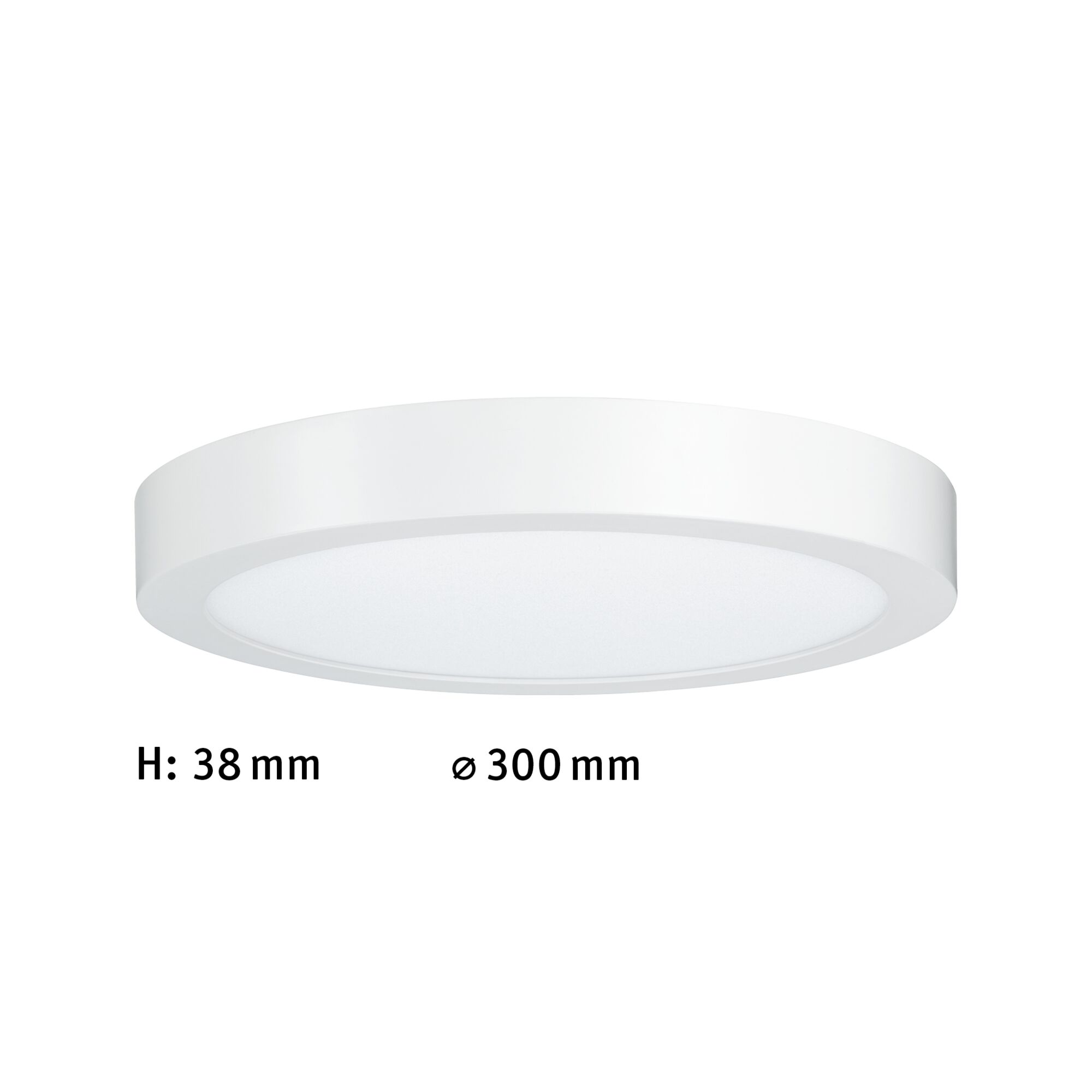 Round white LED ceiling panel 300 mm diameter and 38 mm height for modern room lighting