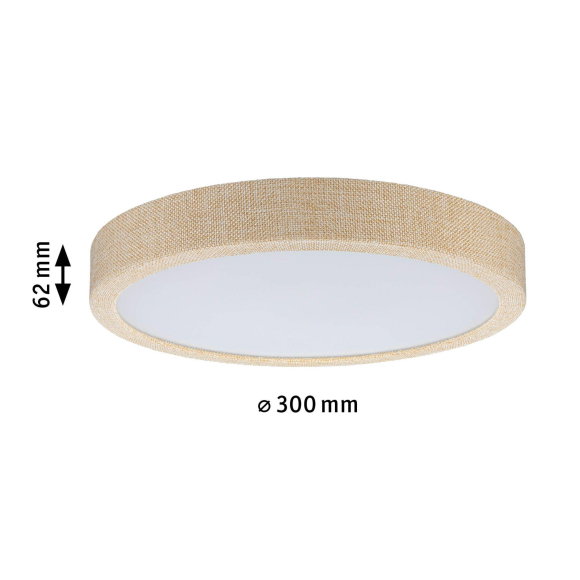 Paulmann 71052 LED paneel Cosara rond 15W IP44 1300lm 300mm plafondlamp in beige stof/kunststof 3000K - warmwit badkamerlamp