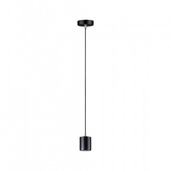 Paulmann 79751 Lampada A Sospensione Neordic Nordin E27 - Design Nero E Rame Opaco - Stile Scandinavo
